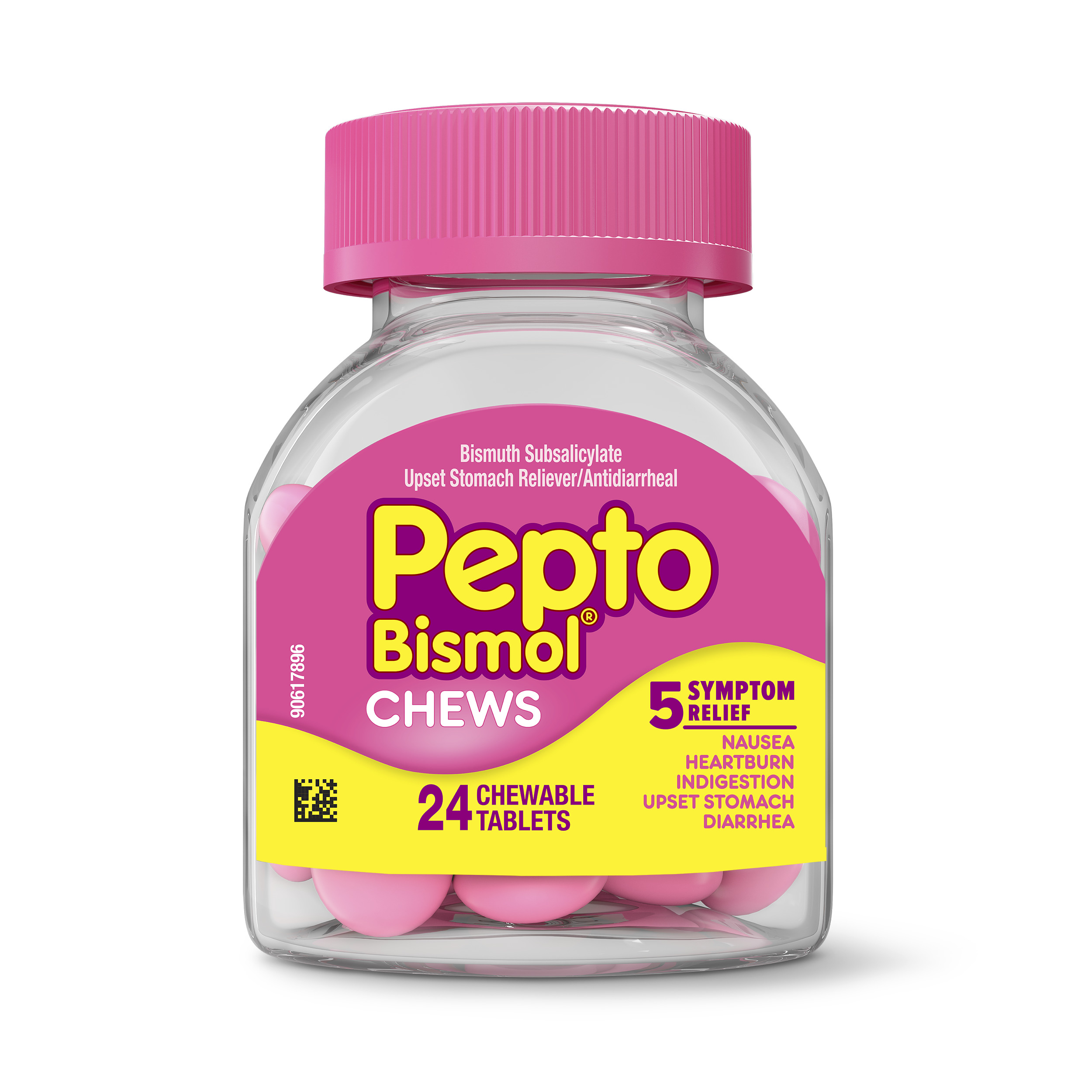 Pepto Bismol Chewable Tablets 5 Symptom Upset Stomach Relief, 24 ct.