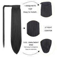 24 inch Ponytail Extension Long Straight Wrap Around Clip in Synthetic Fiber Hair for Women