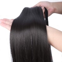 24 inch Ponytail Extension Long Straight Wrap Around Clip in Synthetic Fiber Hair for Women